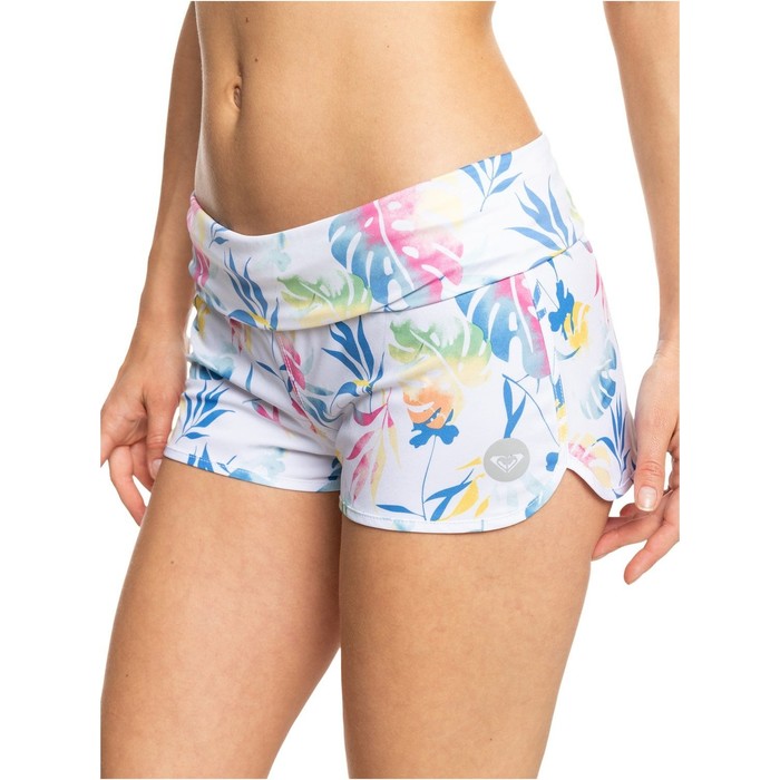 2022 Roxy Shorts Da Mare Donna 2" Estate Infinita Erjbs03206 - Bianco Brillante / Surf Trippin